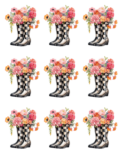 FLORAL RAINBOOT TRANSFER PAPER & CUTTER | PCC SET 008 | TRANSFER PAPER | CLAY CUTTER