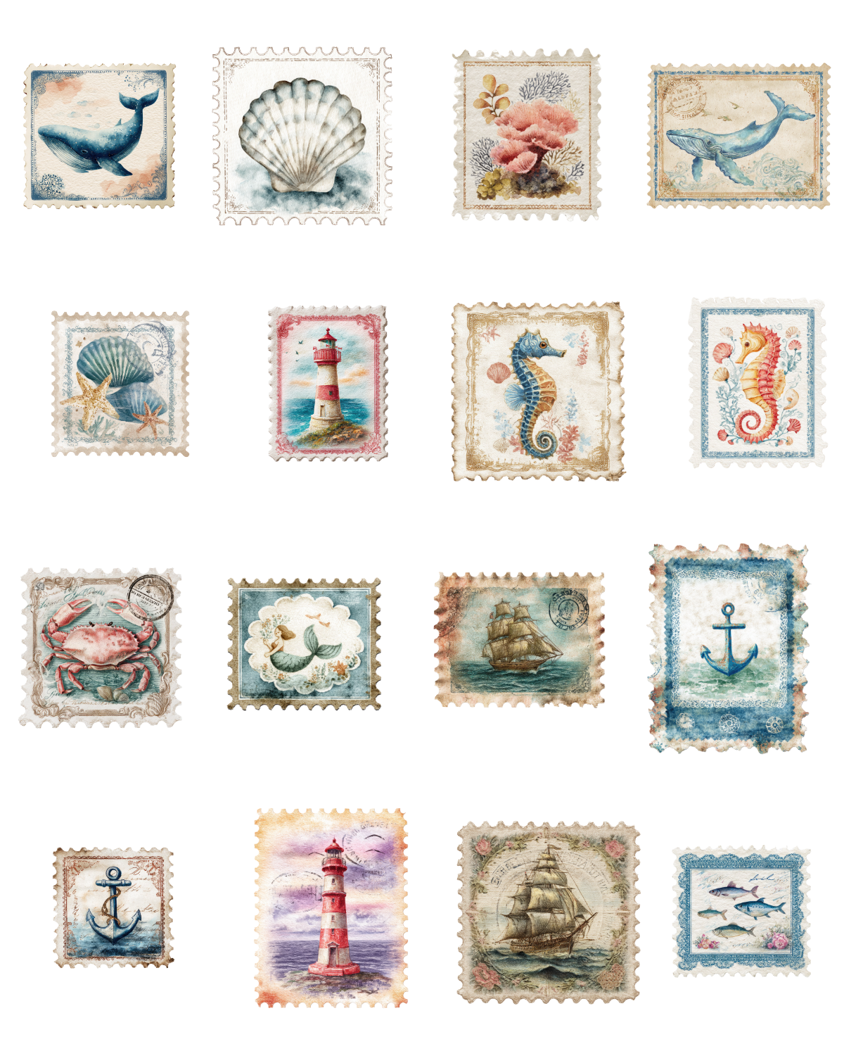PCC 1015 NATUICAL STAMPS B Transfer Paper | THE CHARM BAR