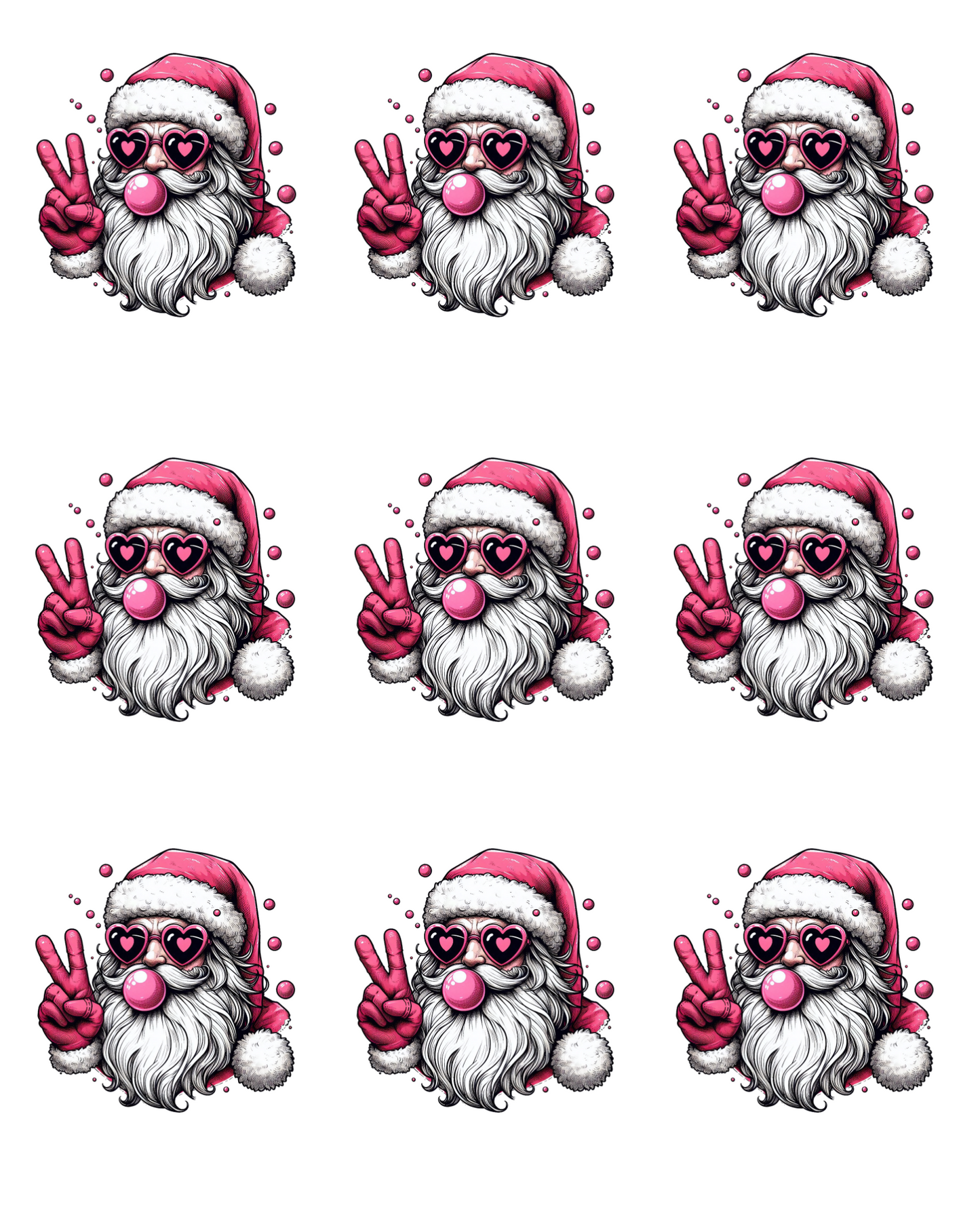 PCC 2069 PEACE BUBBLE SANTA 2PC. Transfer Paper | CHRISTMAS | POLYMER CLAY