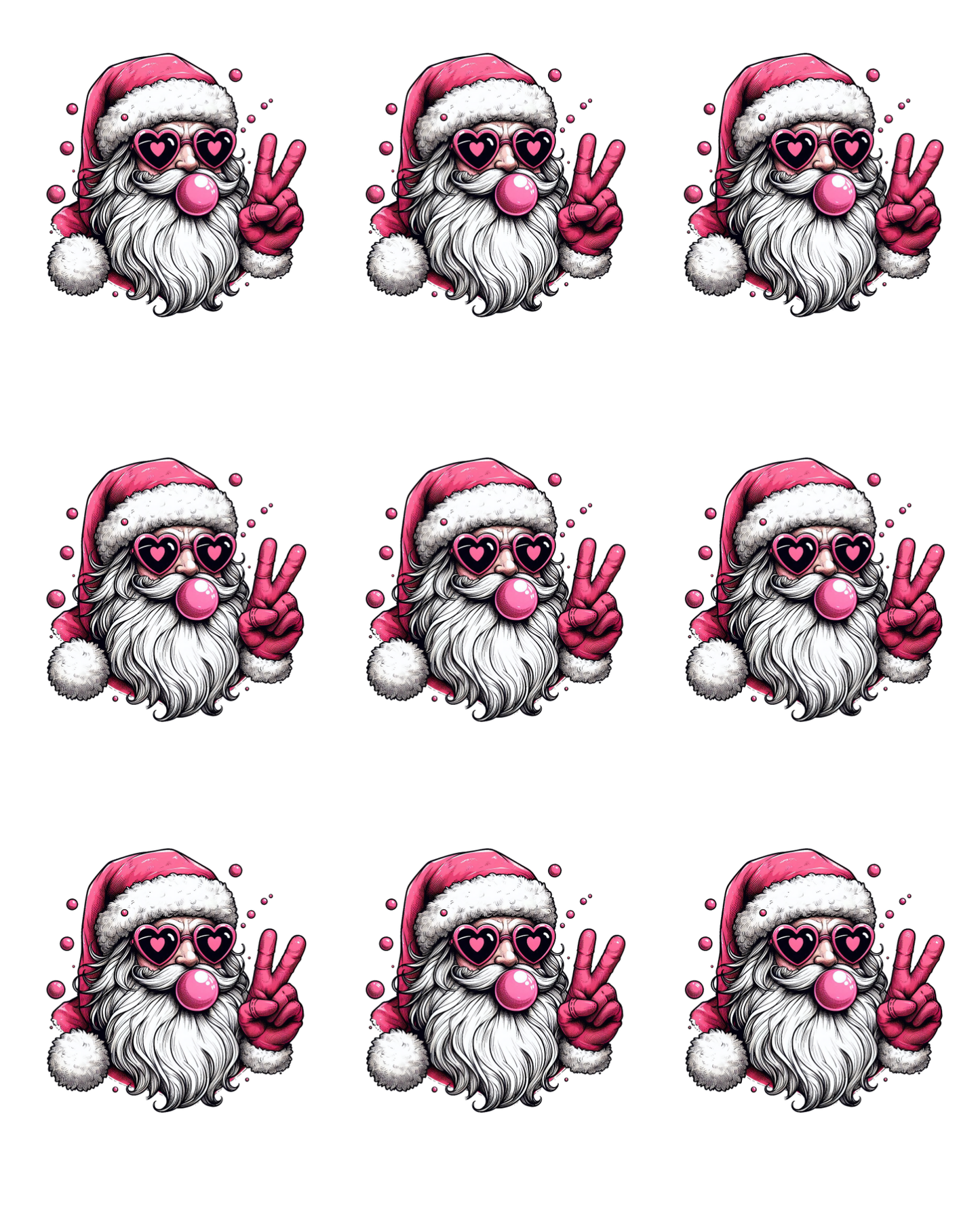PCC 2069 PEACE BUBBLE SANTA 2PC. Transfer Paper | CHRISTMAS | POLYMER CLAY