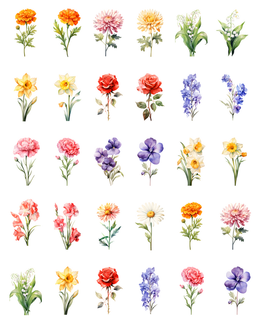 PCC 1016 BIRTH FLOWERS Transfer Paper | THE CHARM BAR