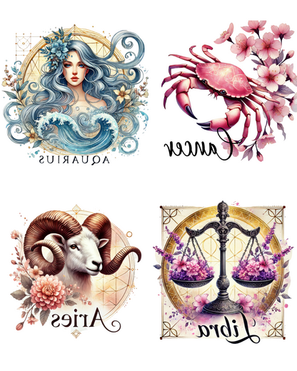 ZODIAC MAGNET TRANSFER PAPER & CUTTER | PCC SET 019 | TRANSFER PAPER | CLAY CUTTER