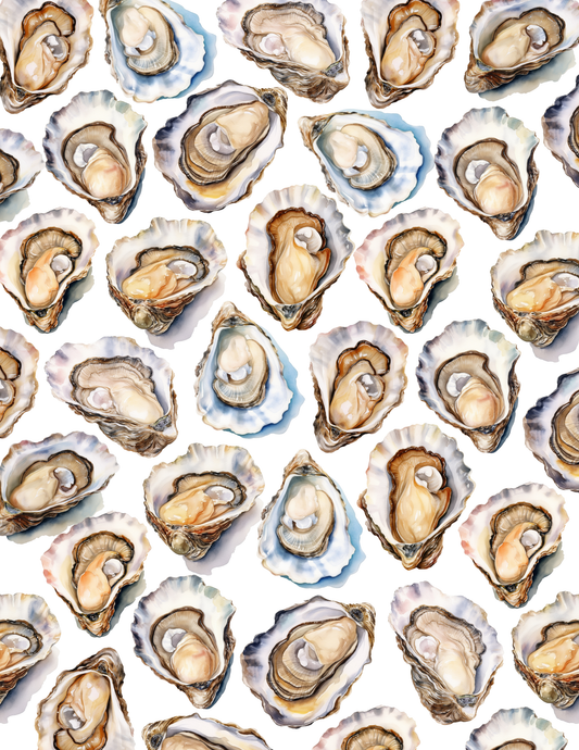 PCC 2071 OYSTERS Transfer Paper | SEALIFE SHELL OCEAN | POLYMER CLAY