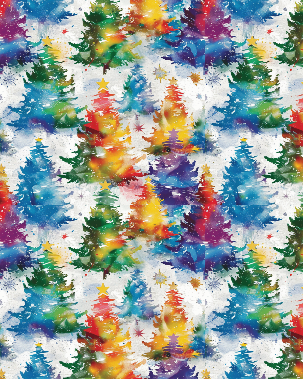 PCC 2051 WATERCOLOR TREES Transfer Paper | CHRISTMAS | POLYMER CLAY
