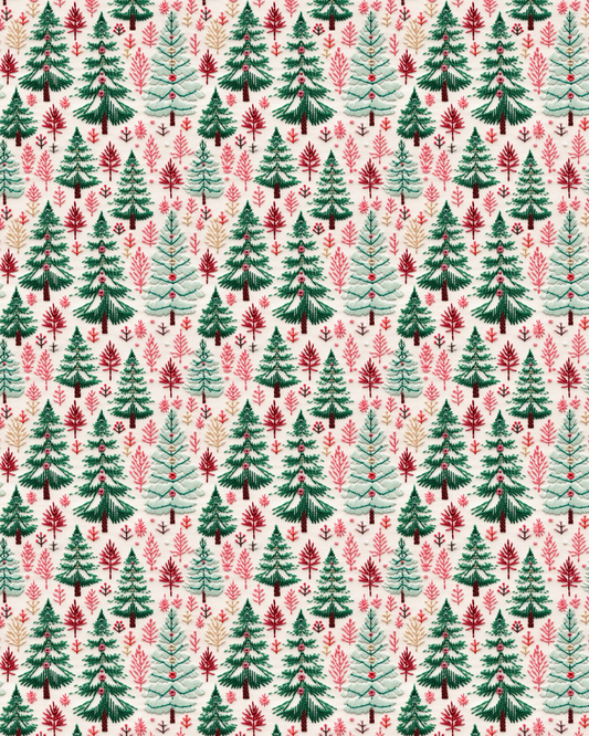 PCC 2053 EMBROIDERED TREES Transfer Paper | CHRISTMAS | POLYMER CLAY