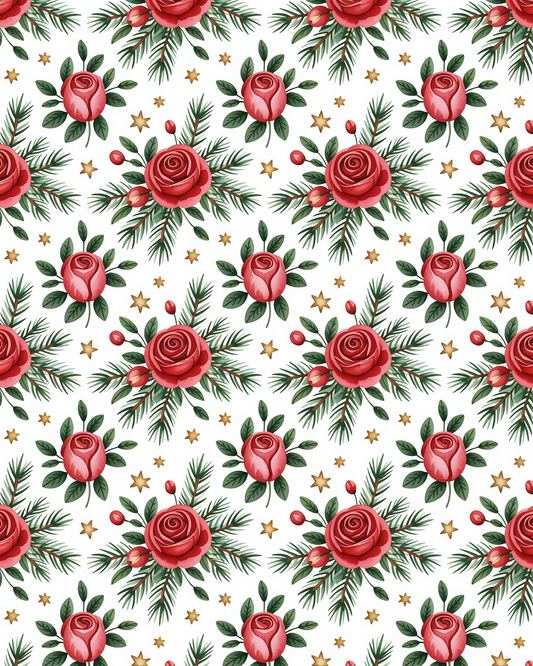 PCC 2056 CHRISTMAS  OF ROSES Transfer Paper | CHRISTMAS | POLYMER CLAY