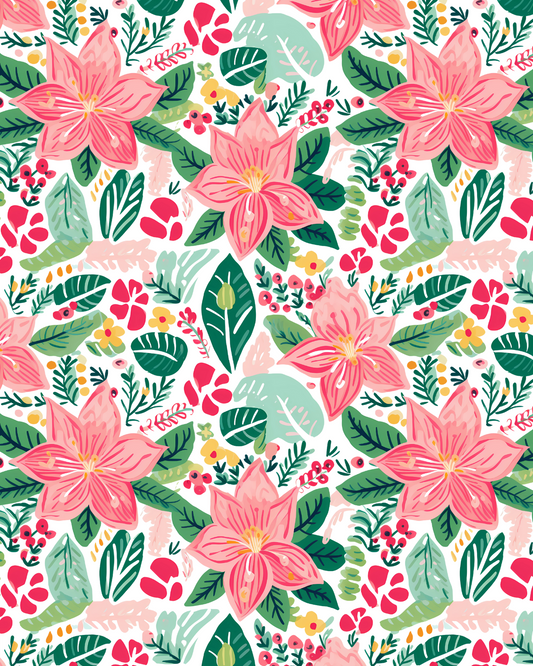 PCC 2061 PASTEL POINCETTAS Transfer Paper | CHRISTMAS | POLYMER CLAY