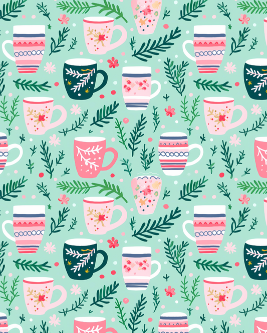 PCC 2062 PASTEL HOLIDAY MUGS Transfer Paper | CHRISTMAS | POLYMER CLAY