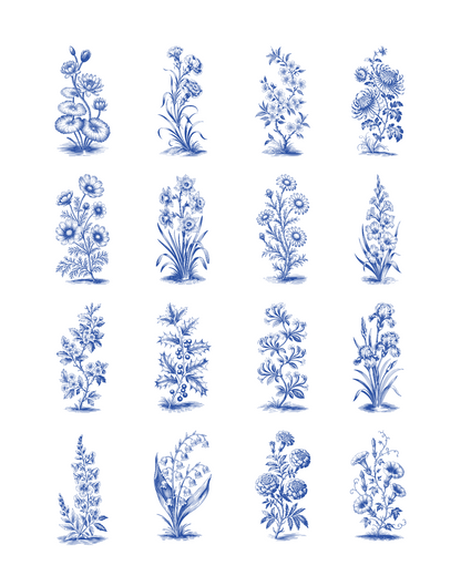 PCC 2086 BLUE PRINT BIRTH FLOWERS Transfer Paper | THE CHARM BAR