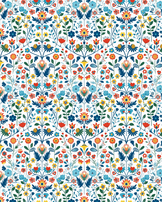 PCC 478 Transfer Paper with vibrant folk spring floral pattern on a light background.