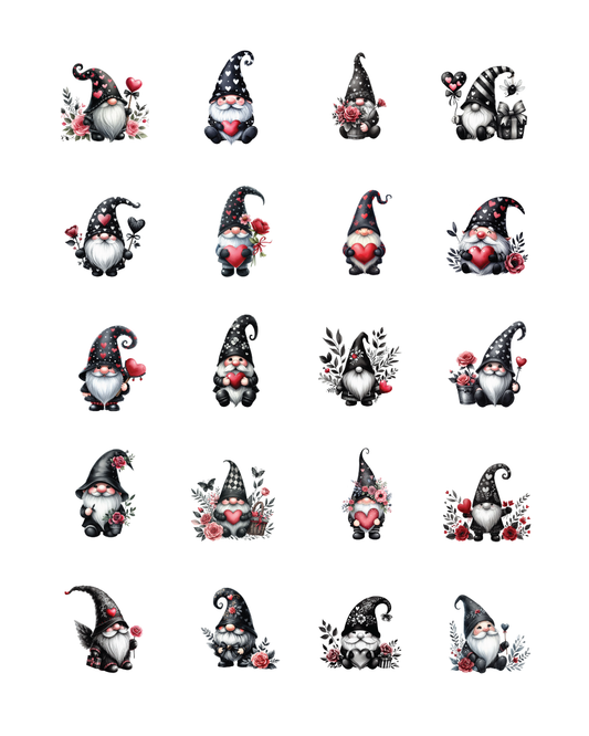 PCC 2114 BW VALENTINES GNOMES Transfer Paper | THE CHARM BAR