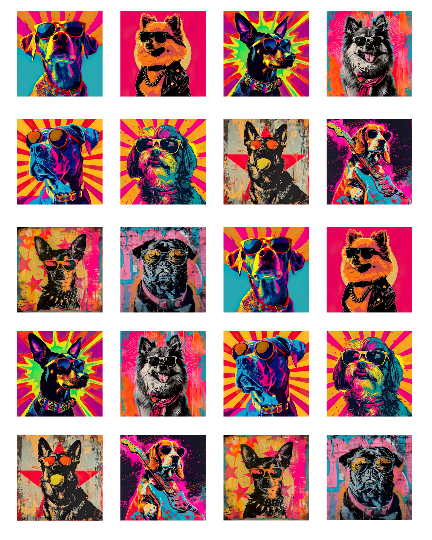 TILE 10 POP ART DOGS TILE TRANSFER PAPER | TRANSFER PAPER & CLAY CUTTER