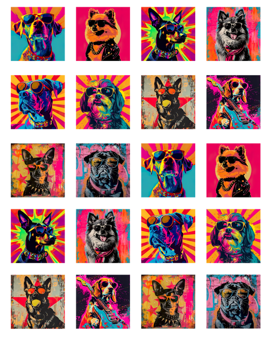 TILE 10 POP ART DOGS TILE TRANSFER PAPER | TRANSFER PAPER & CLAY CUTTER
