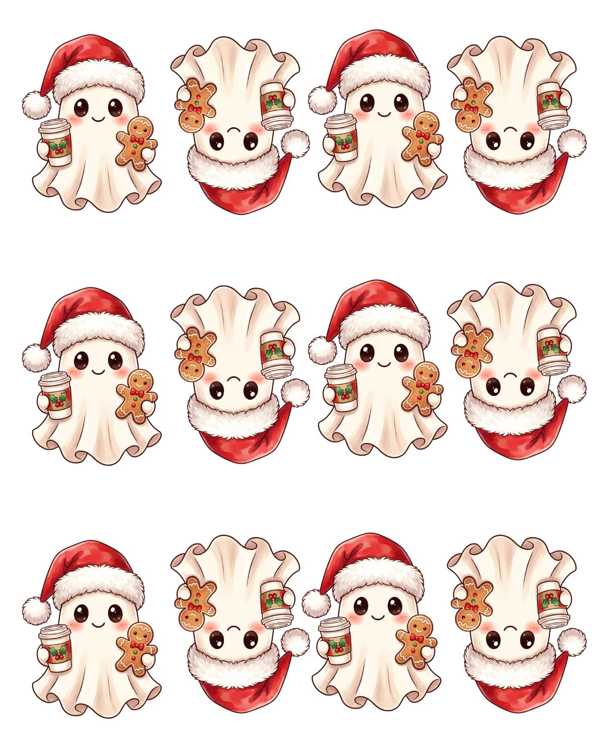 PCC 253 SANTA GHOST PAPER CUTTER BUNDLE | TRANSFER PAPER FOR POLYMER CLAY