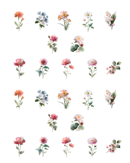 PCC 2176 SOFT PASTEL BIRTH FLOWERS Transfer Paper | THE CHARM BAR