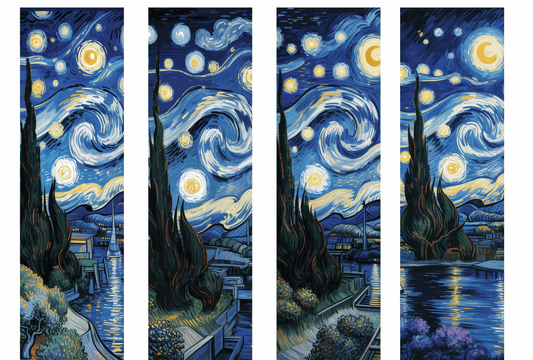 Set of 4 Starry Night Van Gogh bookmark transfer papers for clay crafting