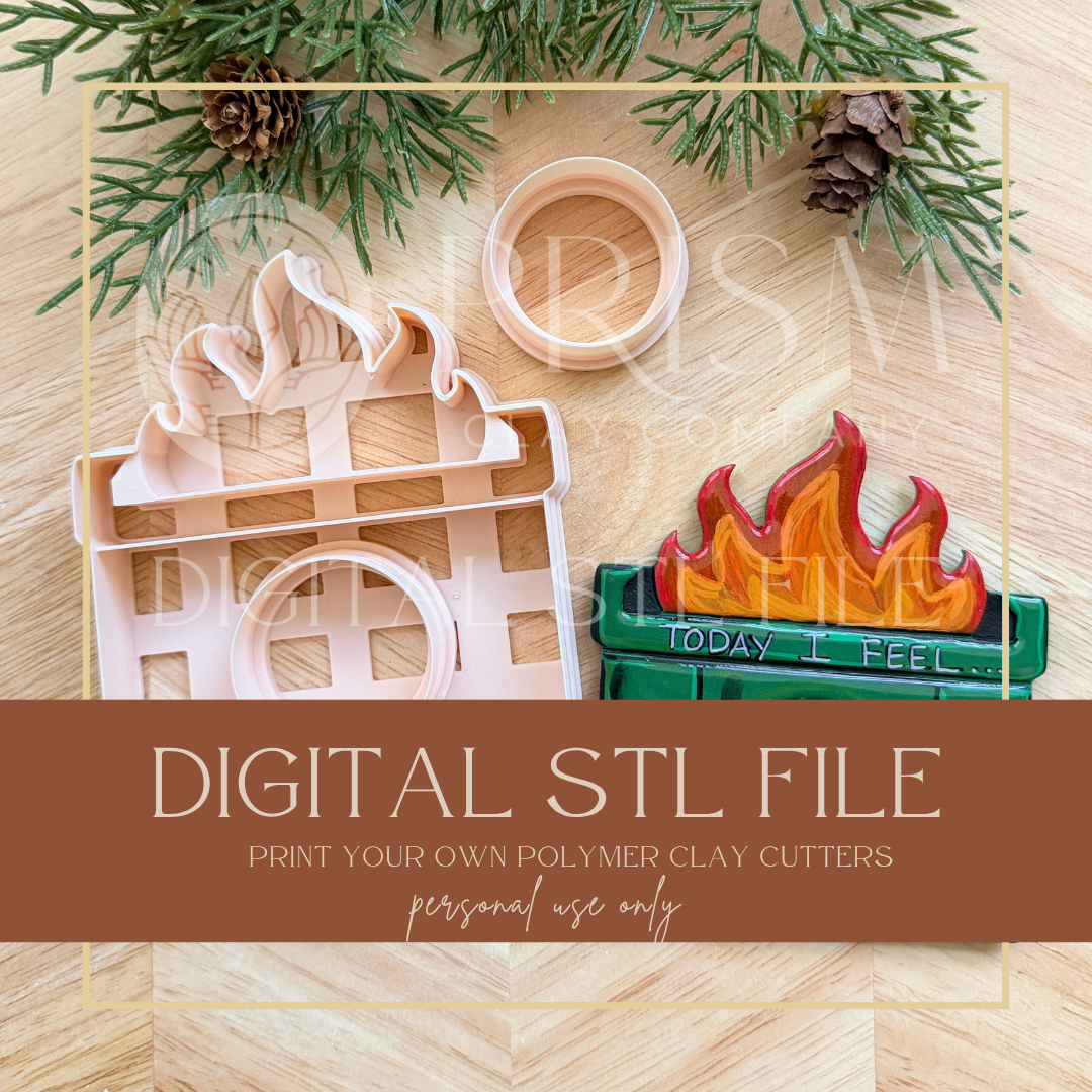 DUMPSTER FIRE MOOD MAGNET STL FILE | Digital Instant Download | 3D Printing STL File | Polymer Clay Tool | Polymer Clay Cutter STL File