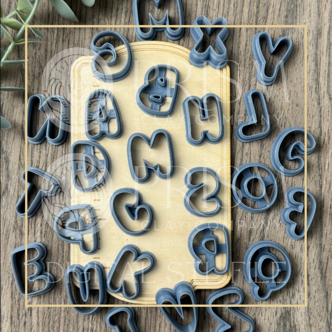Puffy 1inch Alphabet Letters STL File | Digital Instant Download | 3D Printing STL File | Polymer Clay Tool | Polymer Clay Cutter STL File