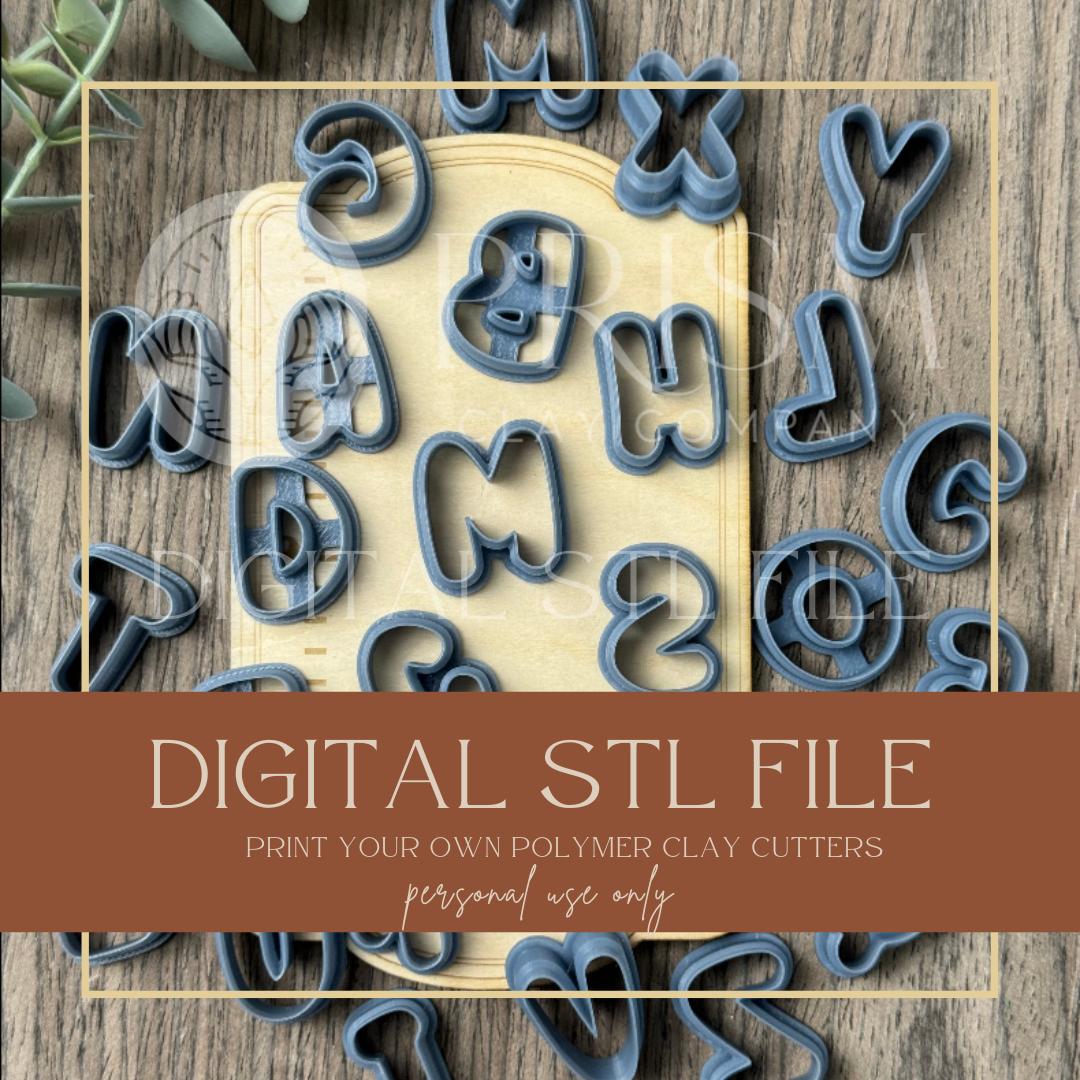 Puffy 1inch Alphabet Letters STL File | Digital Instant Download | 3D Printing STL File | Polymer Clay Tool | Polymer Clay Cutter STL File