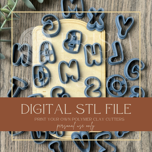 Puffy 1inch Alphabet Letters STL File | Digital Instant Download | 3D Printing STL File | Polymer Clay Tool | Polymer Clay Cutter STL File