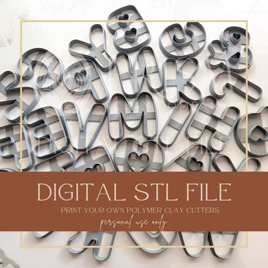 Heart Large Alphabet Letters STL File | Digital Instant Download | 3D Printing STL File | Polymer Clay Tool | Polymer Clay Cutter STL File