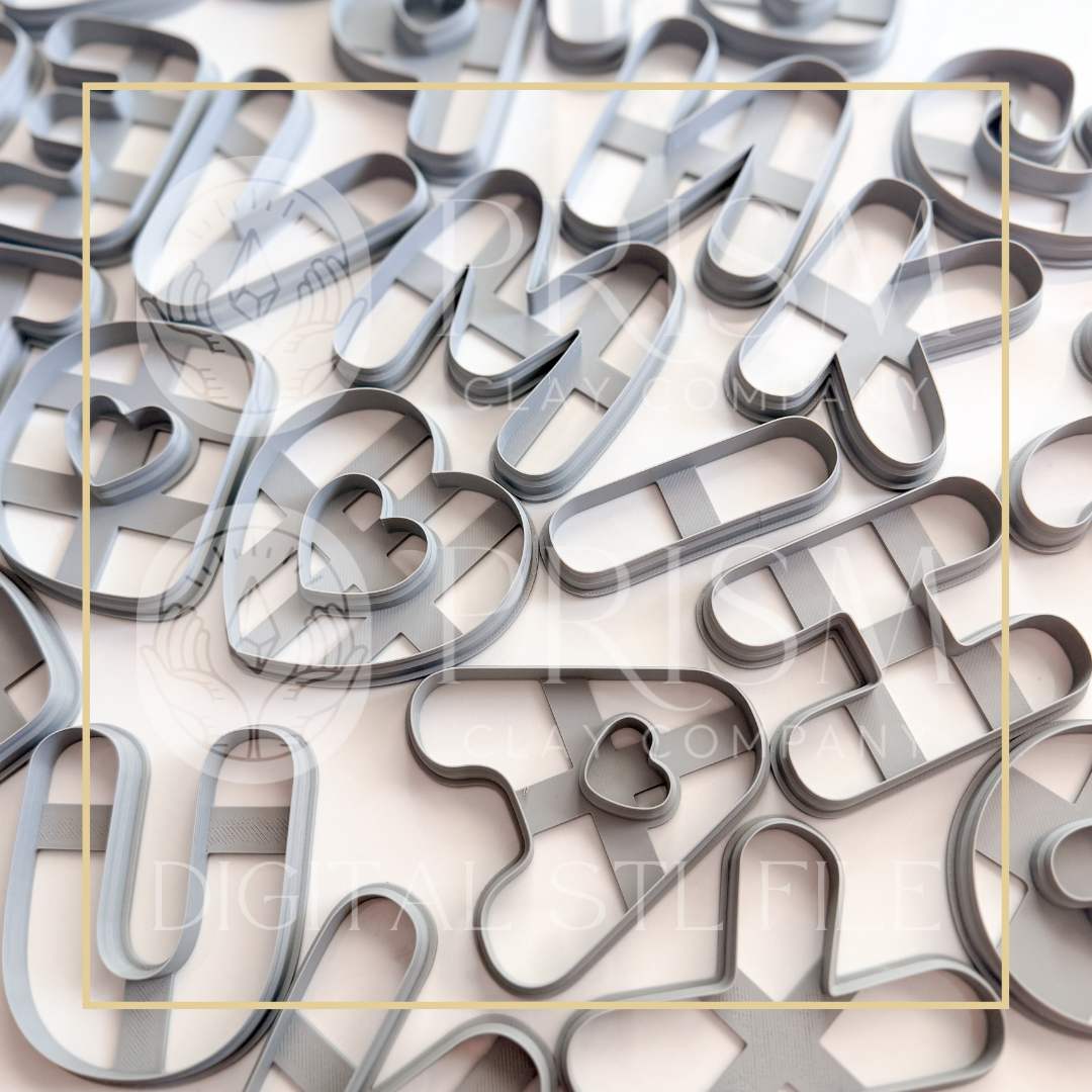 Heart Large Alphabet Letters STL File | Digital Instant Download | 3D Printing STL File | Polymer Clay Tool | Polymer Clay Cutter STL File