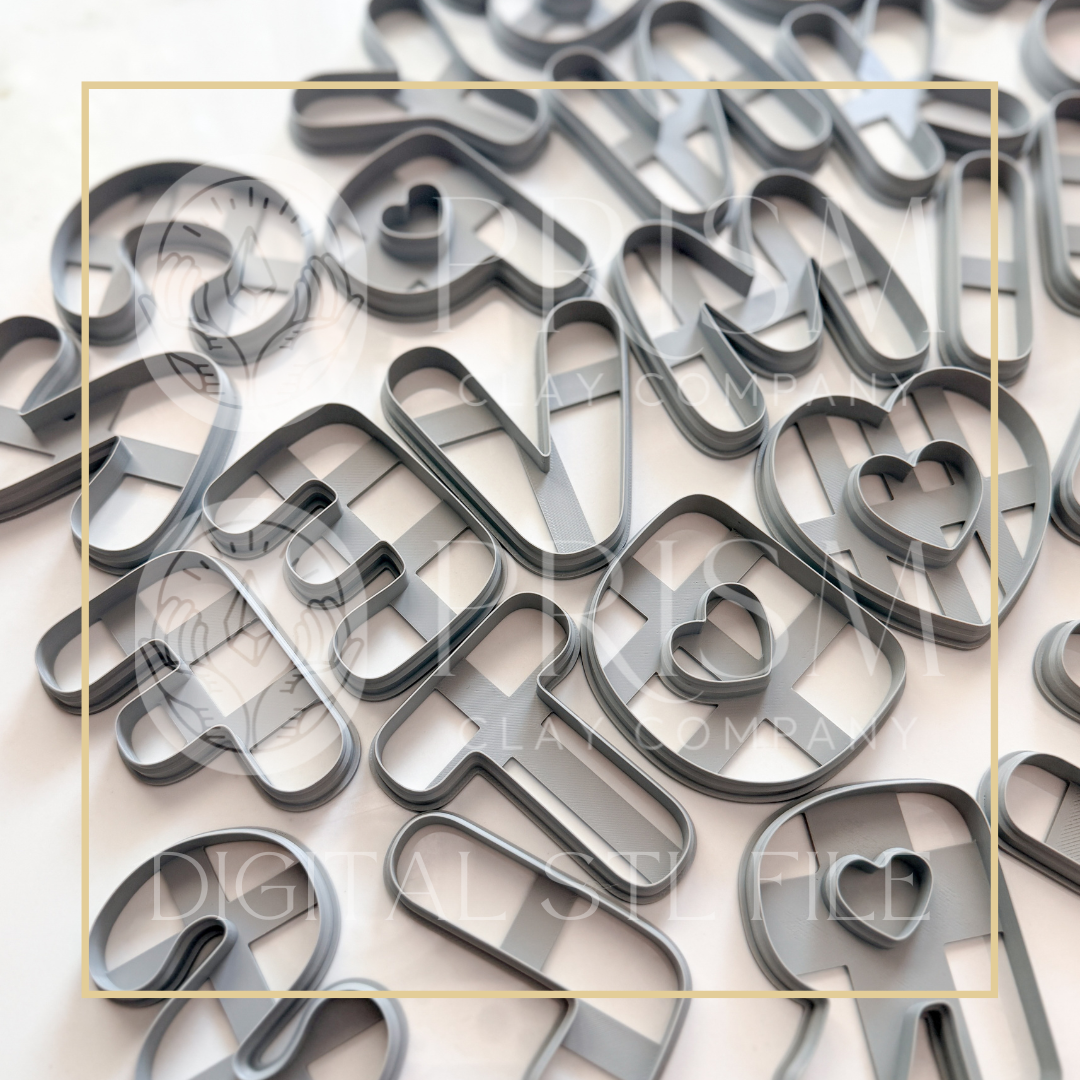 Heart Large Alphabet Letters STL File | Digital Instant Download | 3D Printing STL File | Polymer Clay Tool | Polymer Clay Cutter STL File