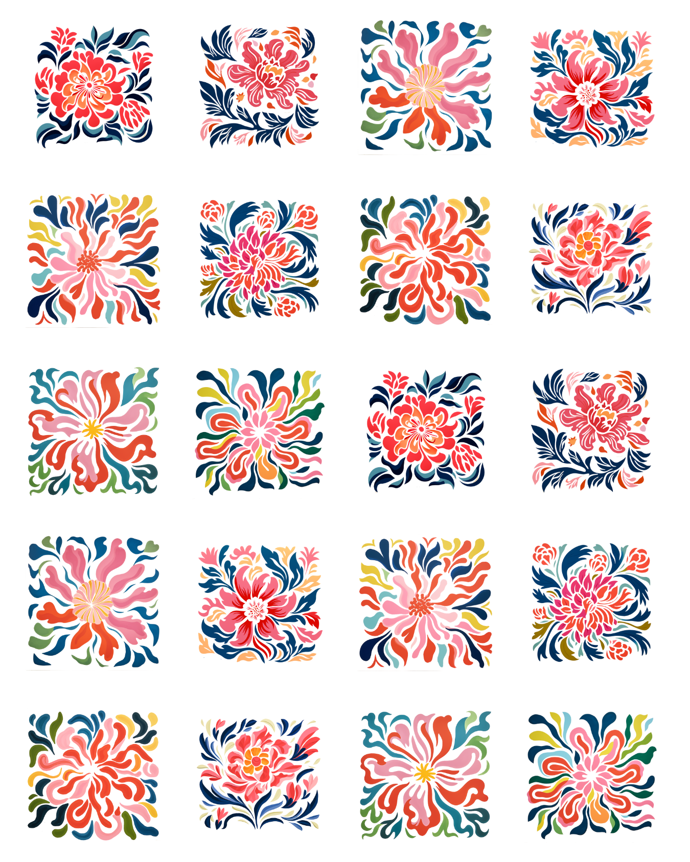 TILE 19 MATISSE FLORAL TILE TRANSFER PAPER | TRANSFER PAPER & CLAY CUTTER