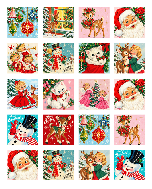 TILE 28 CHRISTMAS VINTAGE TILE TILE TRANSFER PAPER | TRANSFER PAPER & CLAY CUTTER