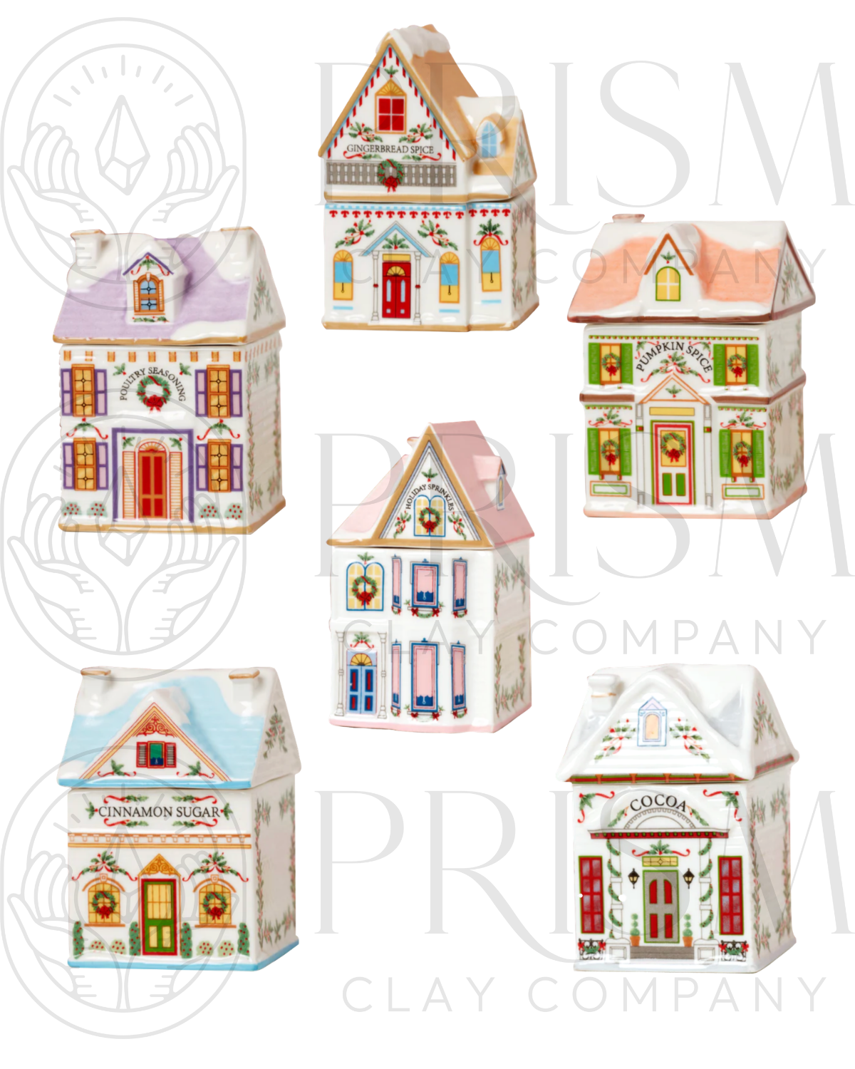 WINTER HOLIDAY SPICE VILLAGE *small* TRANSFERS & CUTTER COMBO FULLSIZE | VINTAGE KITCHEN NOSTALGIA | POLYMER CLAY CUTTERS