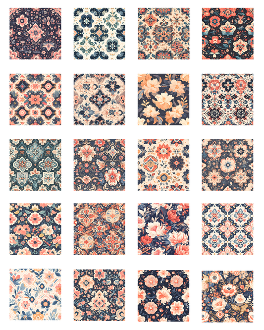 TILE 16 DUSTY PINK KALEIDOSCOPE TILE TRANSFER PAPER | TRANSFER PAPER & CLAY CUTTER
