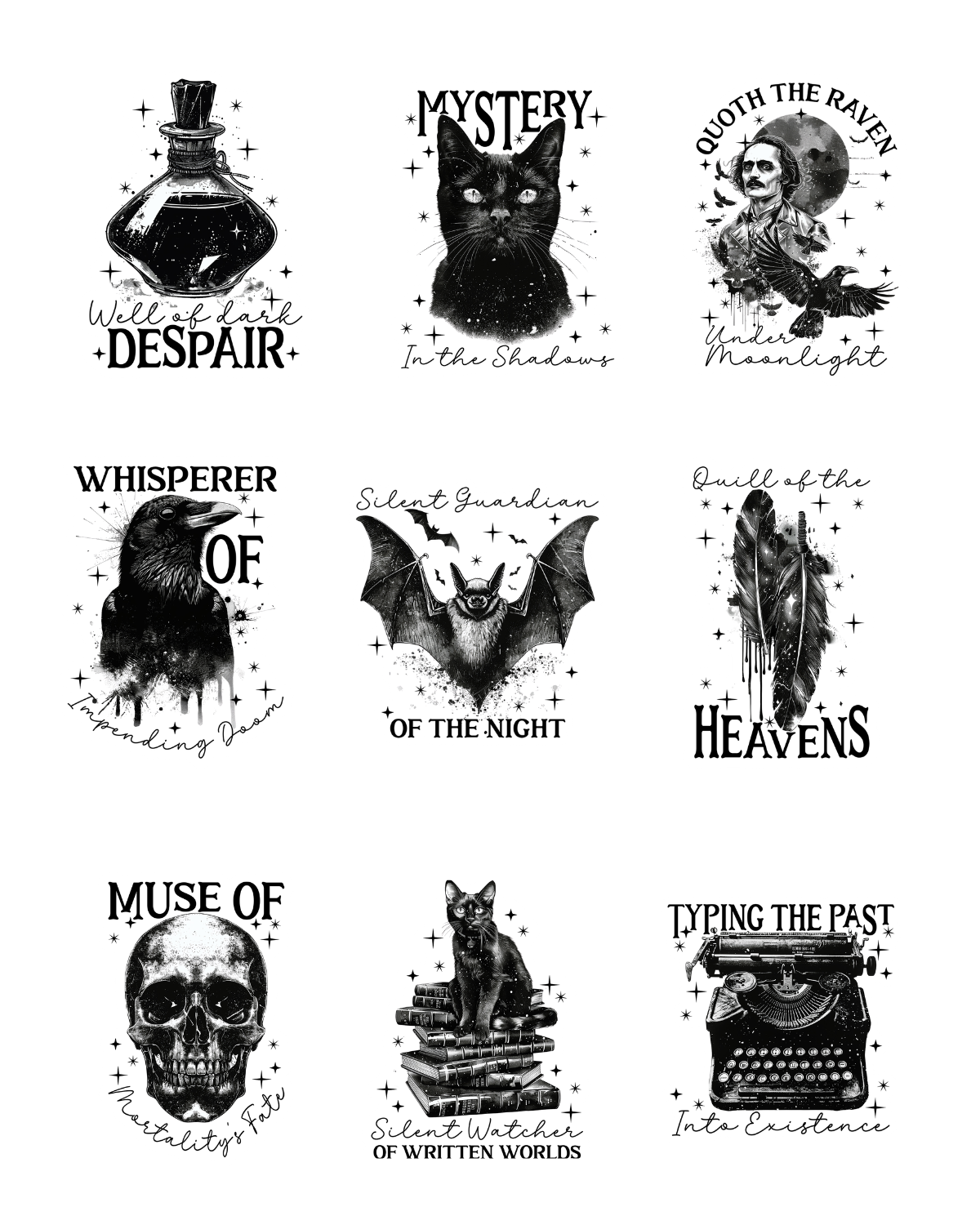 POE SHORT STORIES 2PC Transfer Paper | THE CHARM BAR
