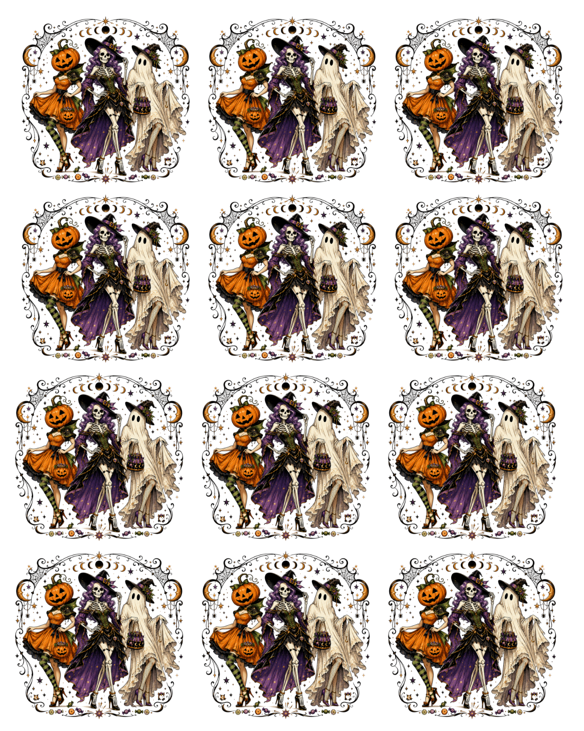 PCC 250 HALLOW GIRL GANG PAPER CUTTER BUNDLE | TRANSFER PAPER FOR POLYMER CLAY