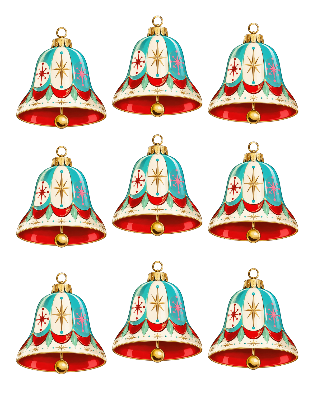 RETRO BELL ORNAMENT HOLIDAY EARRING TRANSFER PAPER CUTTER BUNDLE | TRANSFER PAPER FOR POLYMER CLAY