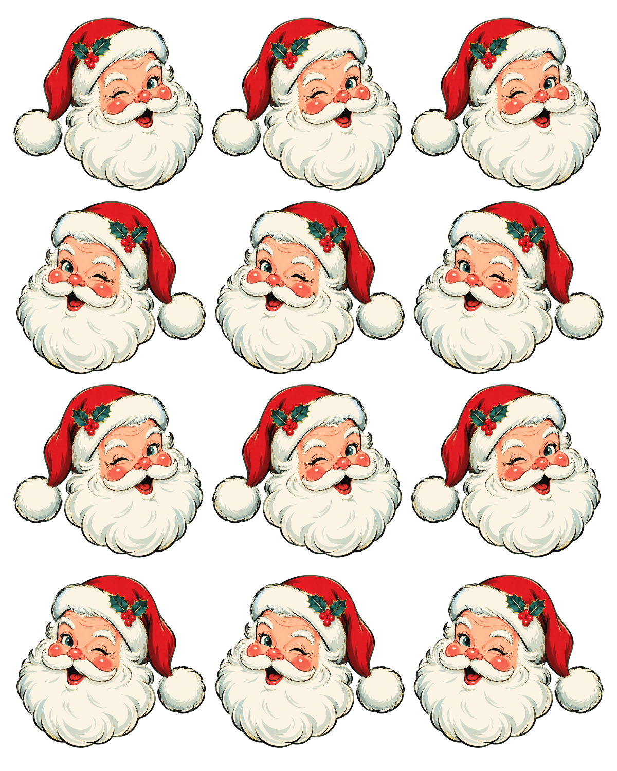 RETRO SANTA HOLIDAY EARRING TRANSFER PAPER CUTTER BUNDLE | TRANSFER PAPER FOR POLYMER CLAY