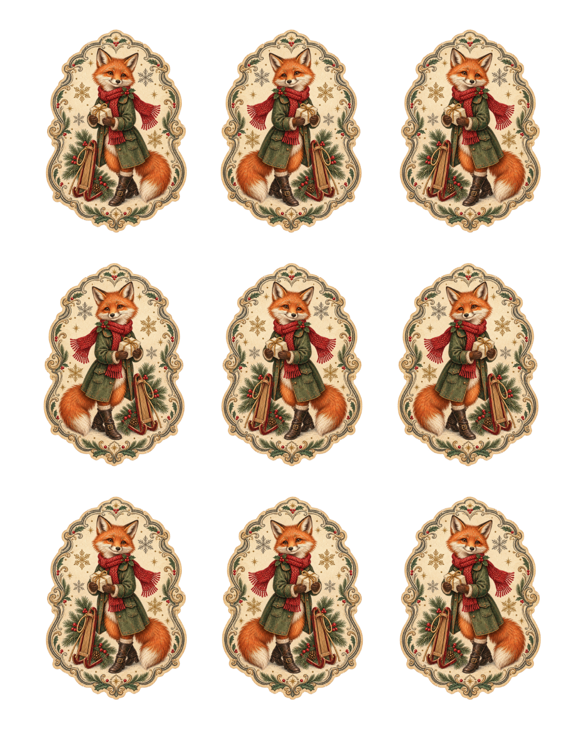 ANTIQUE FOX HOLIDAY EARRING TRANSFER PAPER CUTTER BUNDLE | TRANSFER PAPER FOR POLYMER CLAY