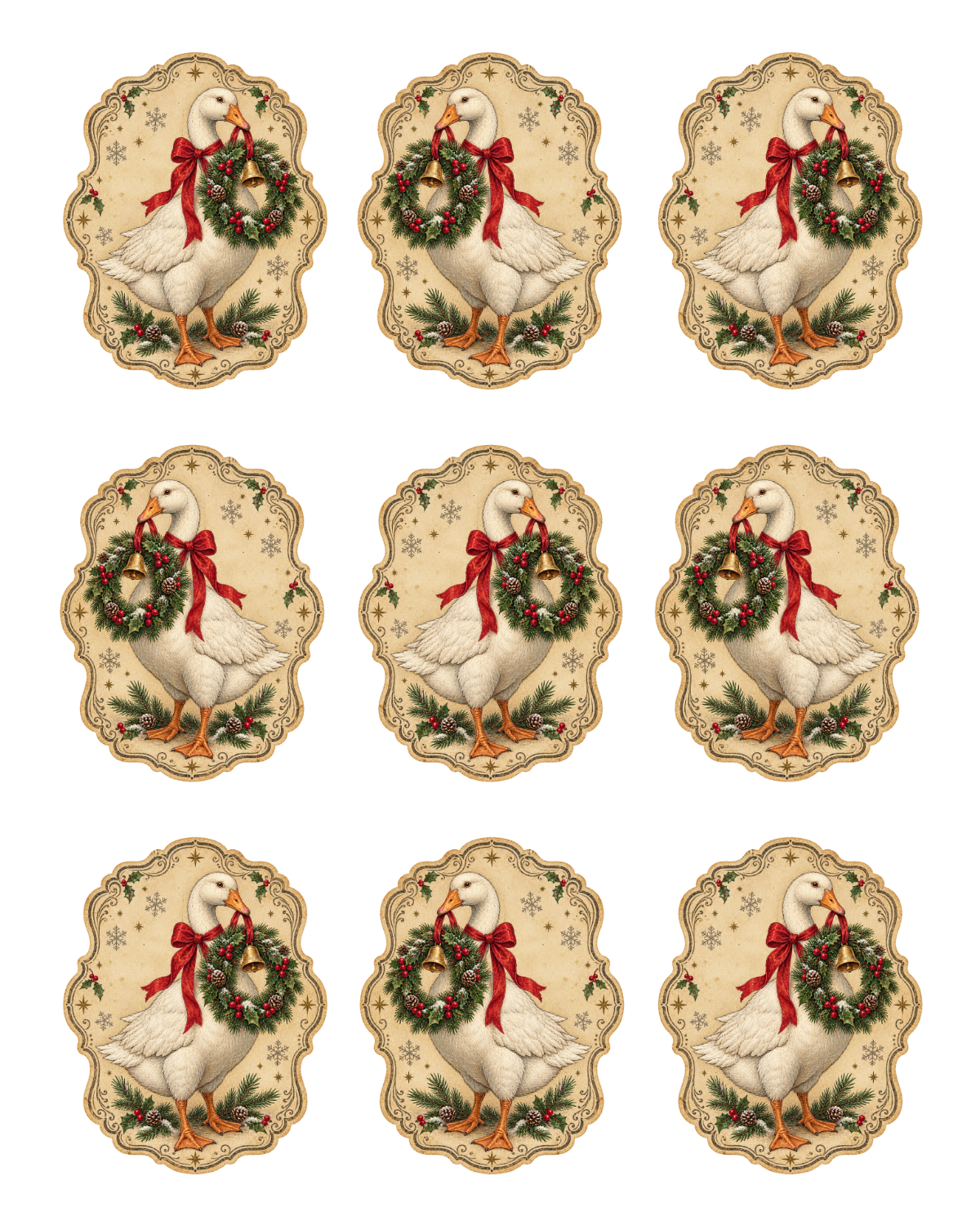 ANTIQUE GOOSE  HOLIDAY EARRING TRANSFER PAPER CUTTER BUNDLE | TRANSFER PAPER FOR POLYMER CLAY