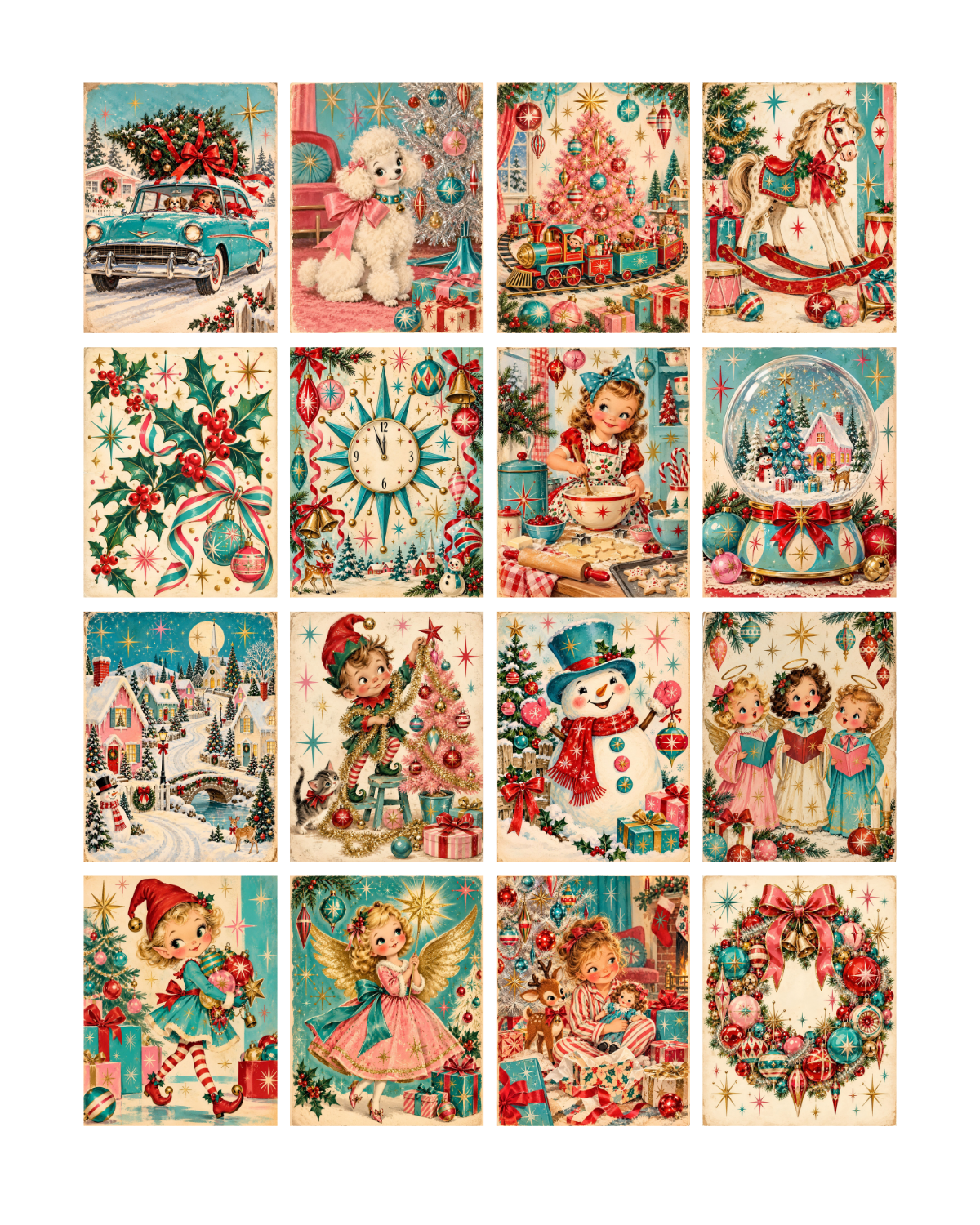 RETRO 50s HOLIDAY TILES TRANSFER PAPER CUTTER BUNDLE | TRANSFER PAPER FOR POLYMER CLAY