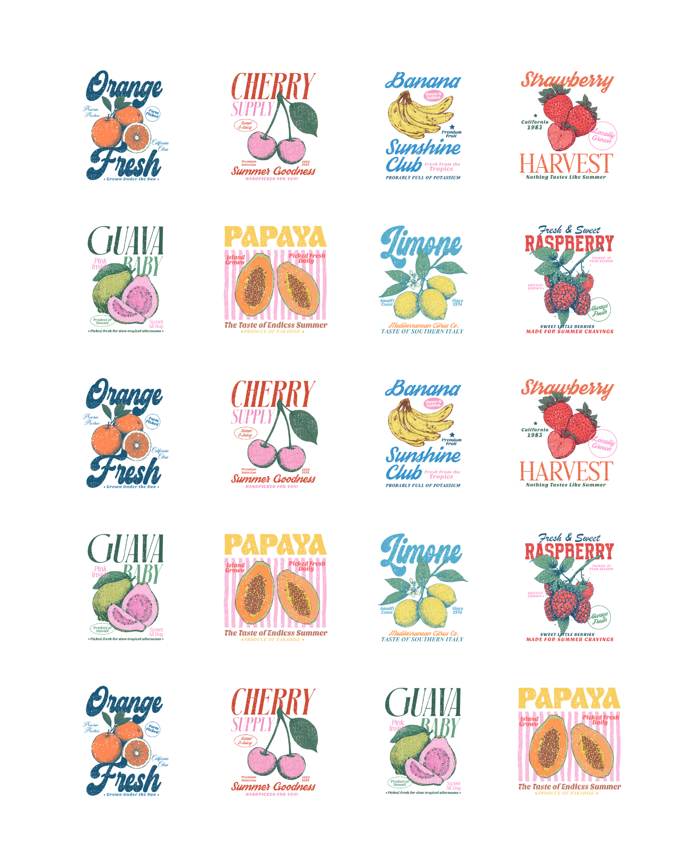 PCC 2289 RETRO FRUIT POSTERS Transfer Paper | THE CHARM BAR