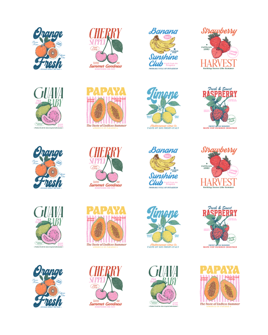 PCC 2289 RETRO FRUIT POSTERS Transfer Paper | THE CHARM BAR