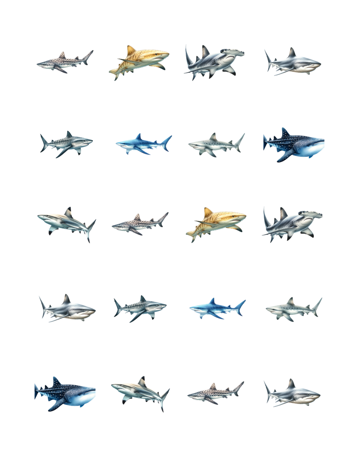 PCC 2205 VARIETY OF SHARKS Transfer Paper | THE CHARM BAR