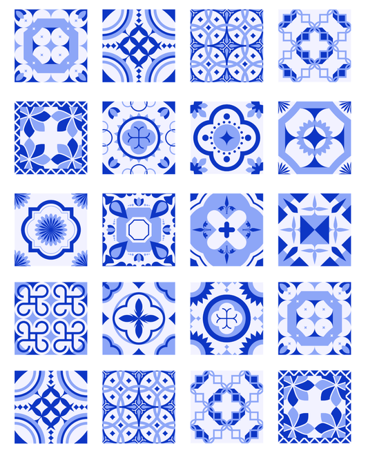 TILE 04  PORTUGAL BLUE TILE TRANSFER PAPER | TRANSFER PAPER & CLAY CUTTER