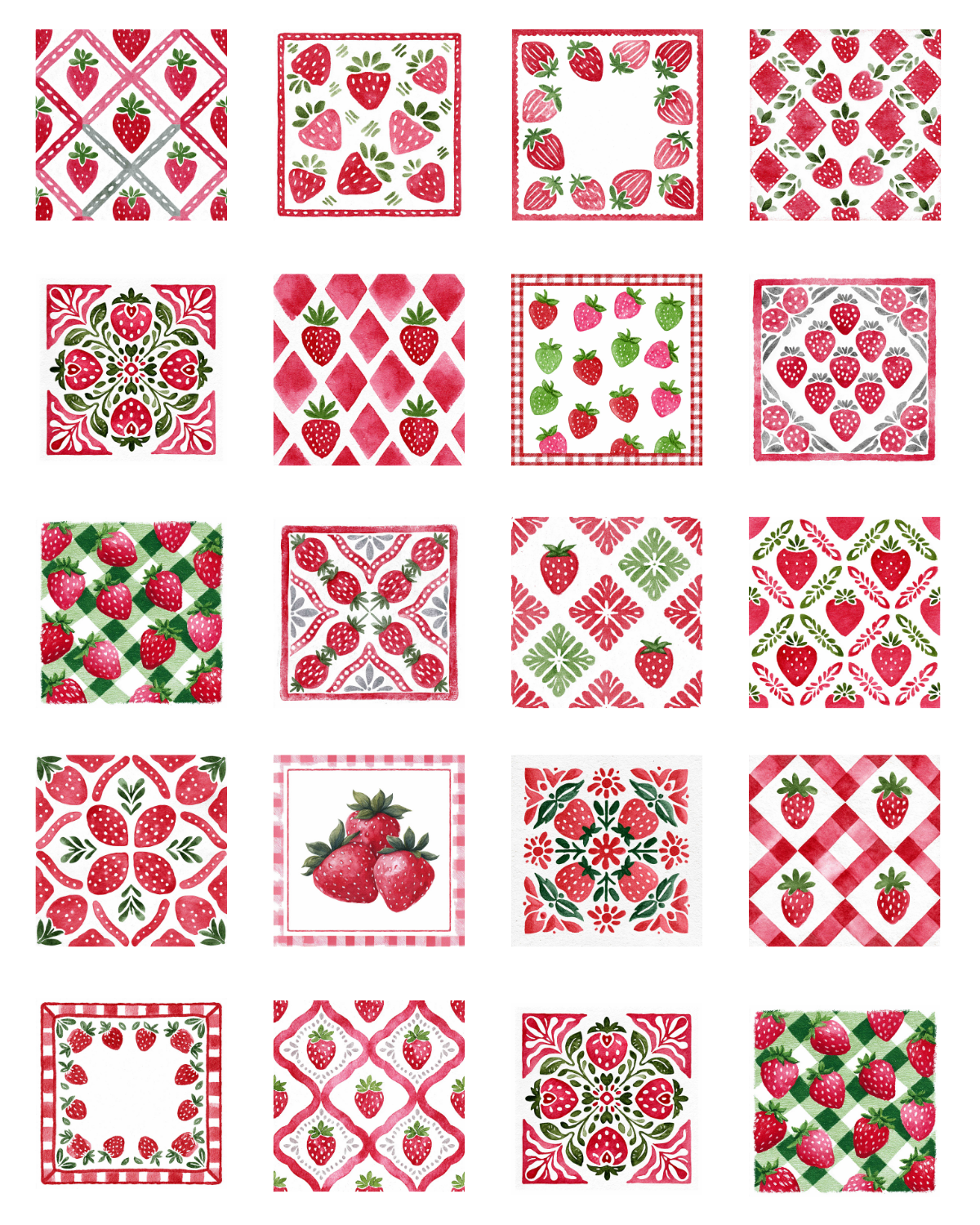 TILE 15 STRAWBERRY TILE TRANSFER PAPER | TRANSFER PAPER & CLAY CUTTER