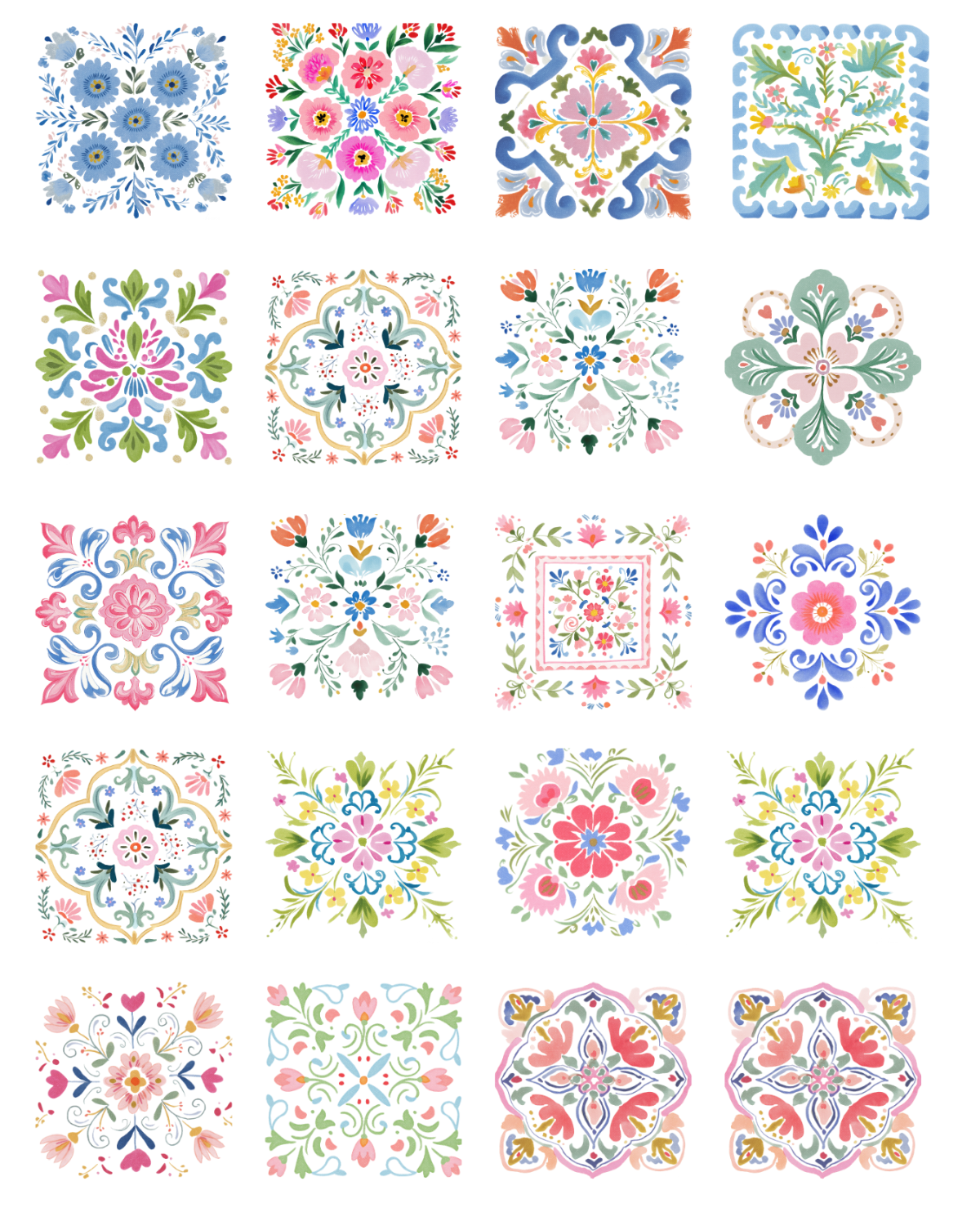 TILE 09 PASTEL TILE TRANSFER PAPER SET (2 SHEETS) | TRANSFER PAPER & CLAY CUTTER