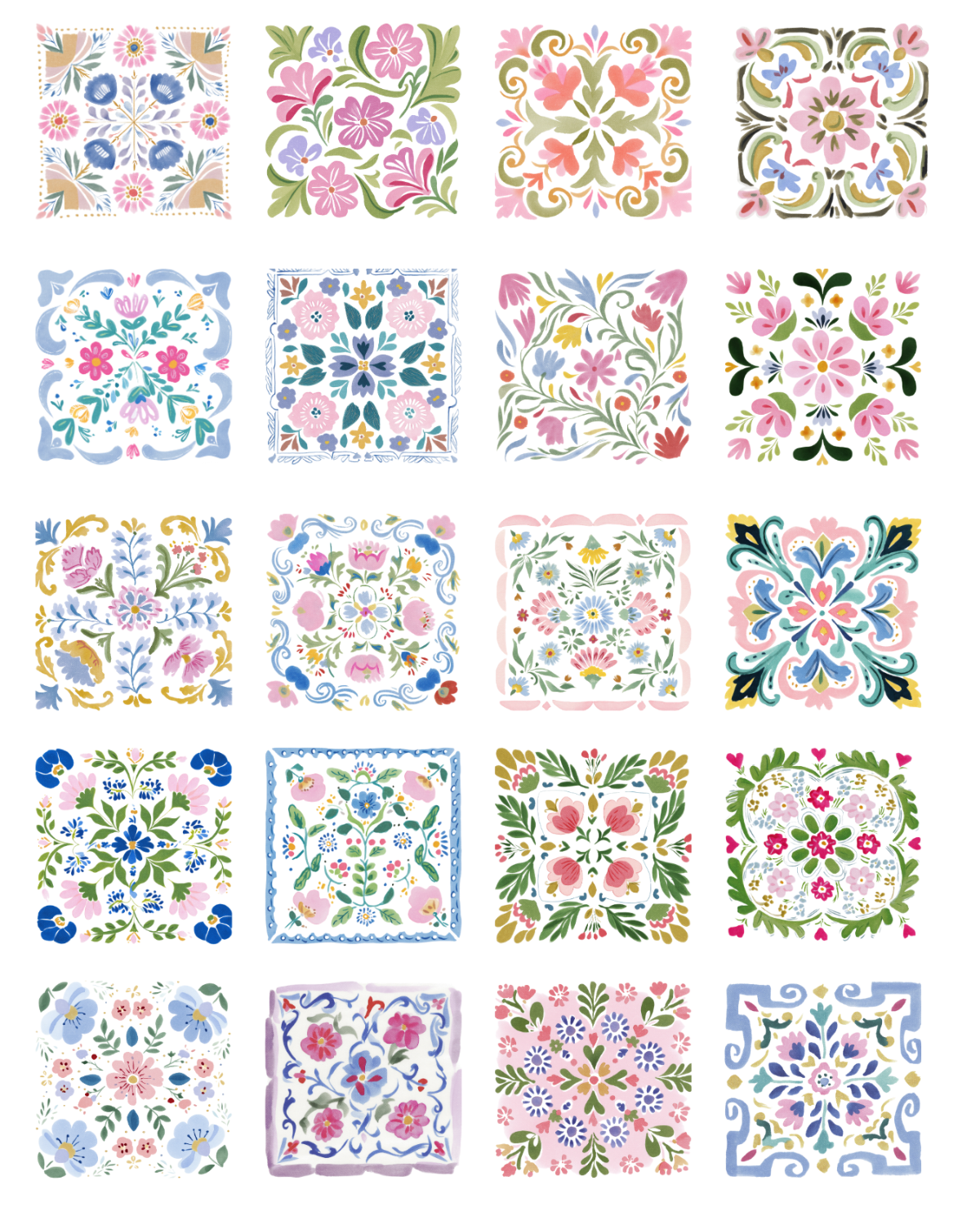 TILE 09 PASTEL TILE TRANSFER PAPER SET (2 SHEETS) | TRANSFER PAPER & CLAY CUTTER
