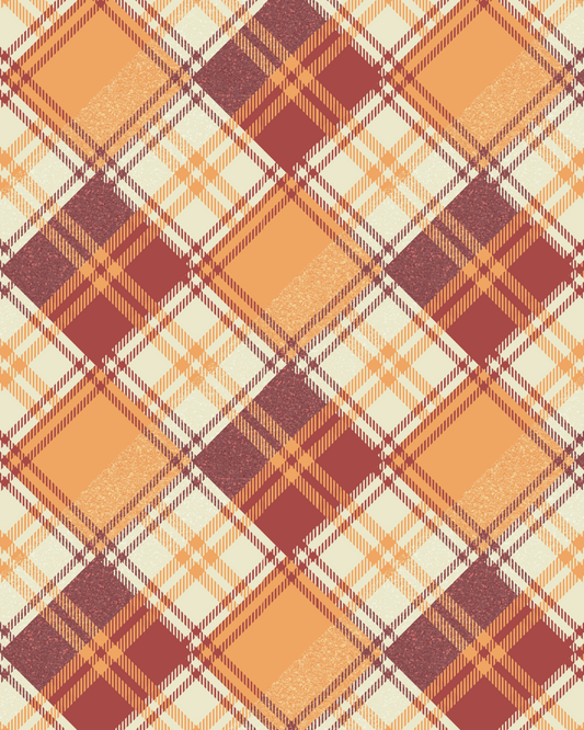 Plaid patterned polymer clay image transfer paper in fall colors for crafting projects.