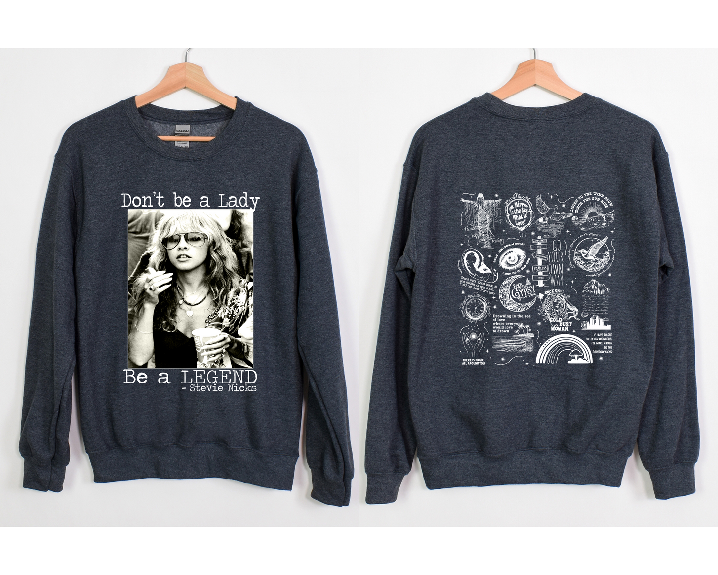 Stevie Nicks "Be A Legend" | Fleetwood Mac Track List | Light Print | Gildan 18000 Unisex Heavy Blend™ Crewneck Sweatshirt