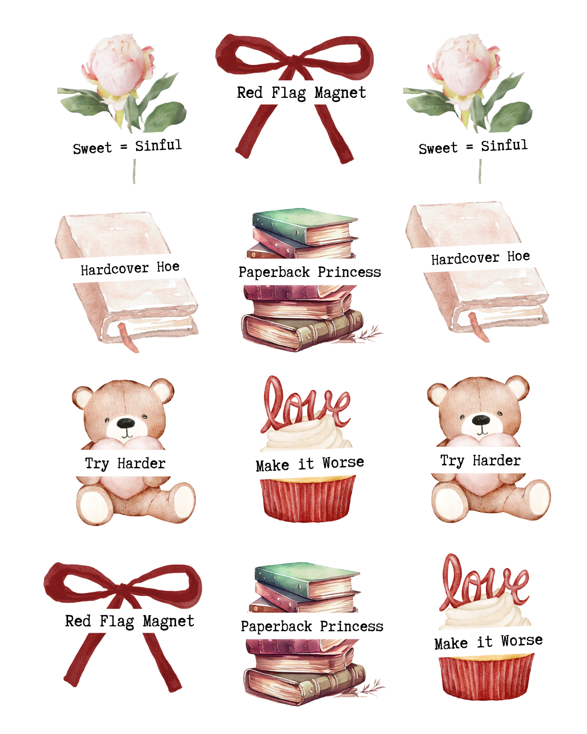 SARCASTIC ANTI-VALENTINE TRANSFER PAPER & CUTTERS | MAGNET STATEMENTS | POLYMER CLAY CUTTERS