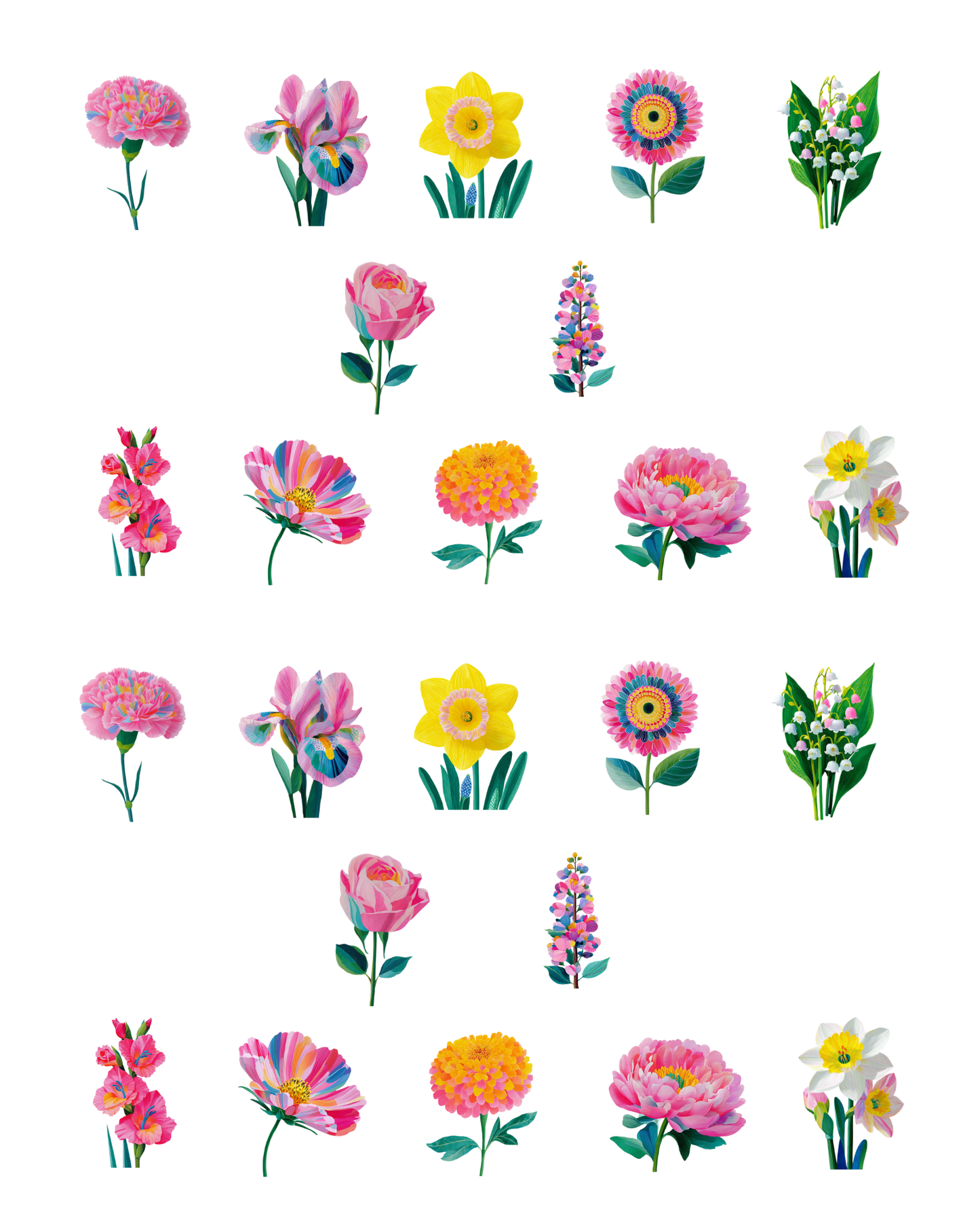 PCC 2175 WATERCOLOR BIRTH FLOWERS Transfer Paper | THE CHARM BAR
