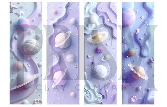 Bookmark Transfer Paper | Purple Pastel Space | Bookmark | Set of 4